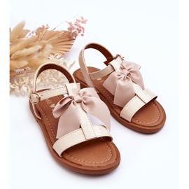 Sandales enfant laquées à nœud, beige Netina 3