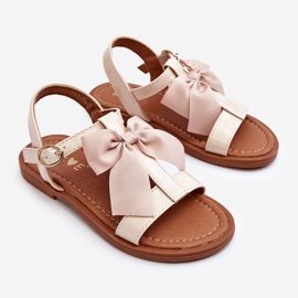 Sandales enfant laquées à nœud, beige Netina 2