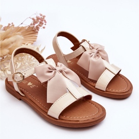 Sandales enfant laquées à nœud, beige Netina 5