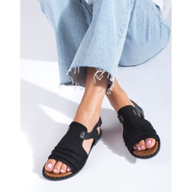 Sandales en daim noir Shelovet le noir 1