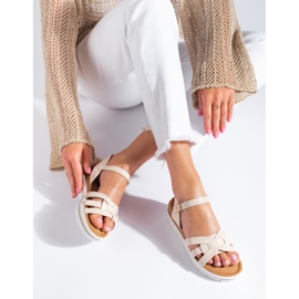 Sandales pour femmes à semelle compensée basse Shelovet beige 1