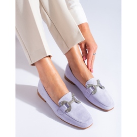 Mocassins à boucle en daim violet Shelovet 2