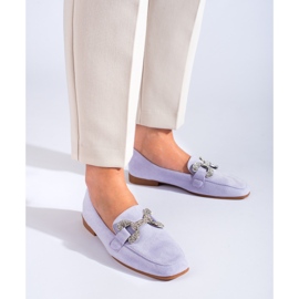 Mocassins à boucle en daim violet Shelovet 1