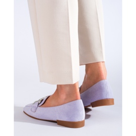 Mocassins à boucle en daim violet Shelovet 3