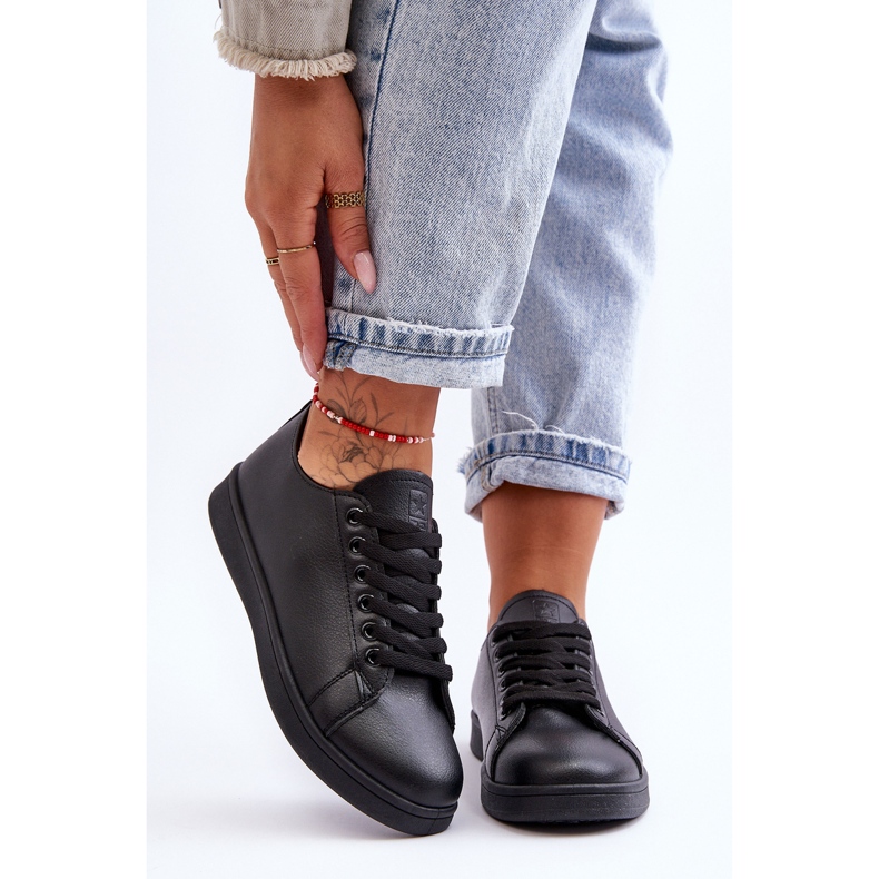 PE1 Baskets classiques en cuir pour femmes Noir Illimité 2