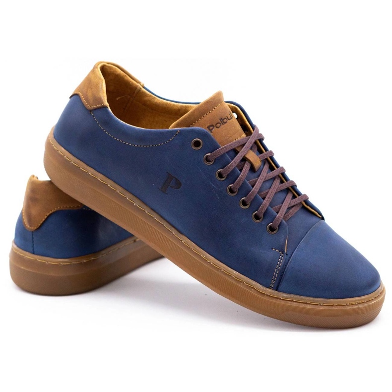 Polbut Chaussures cuir homme 2109 bleu marine 2