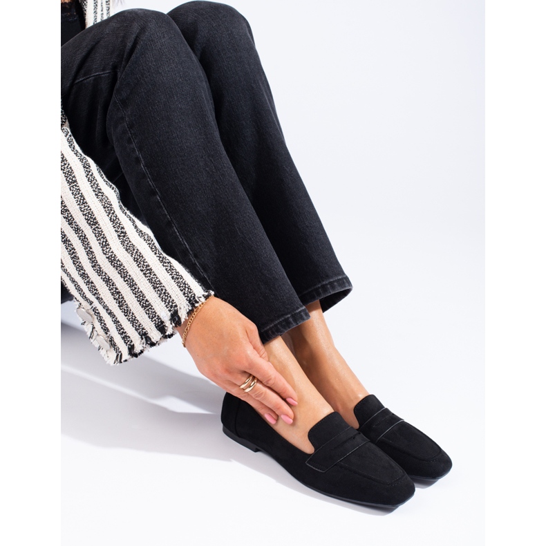 Mocassins Shelovet en daim noir pour femme 1