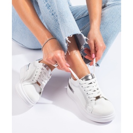 Baskets plateforme ajourées textile Shelovet blanc blanche 1