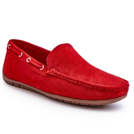 Mocassins à enfiler en daim Rayan Red pour hommes rouge 7