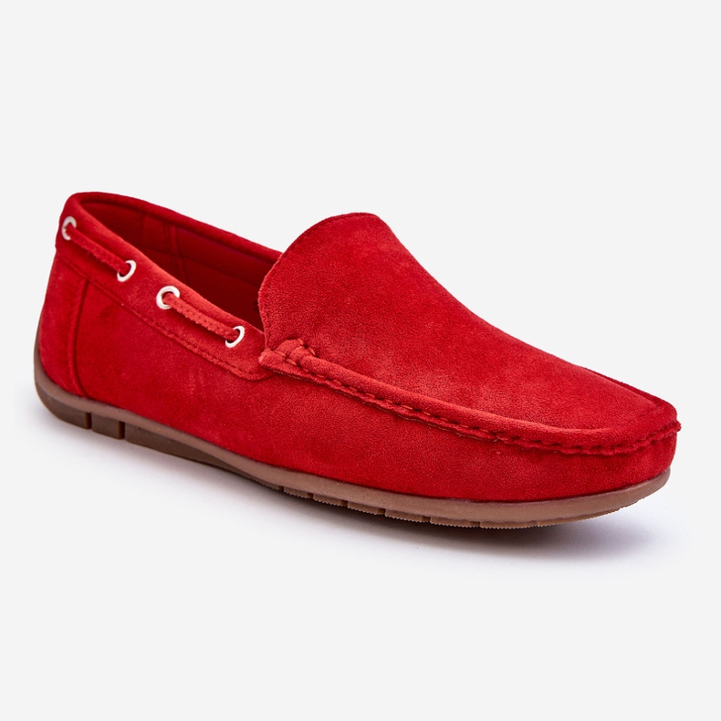 Mocassins à enfiler en daim Rayan Red pour hommes rouge 1
