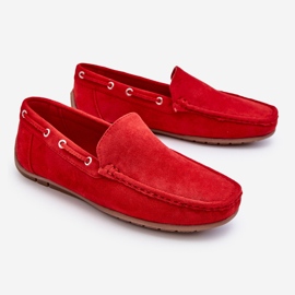 Mocassins à enfiler en daim Rayan Red pour hommes rouge 2