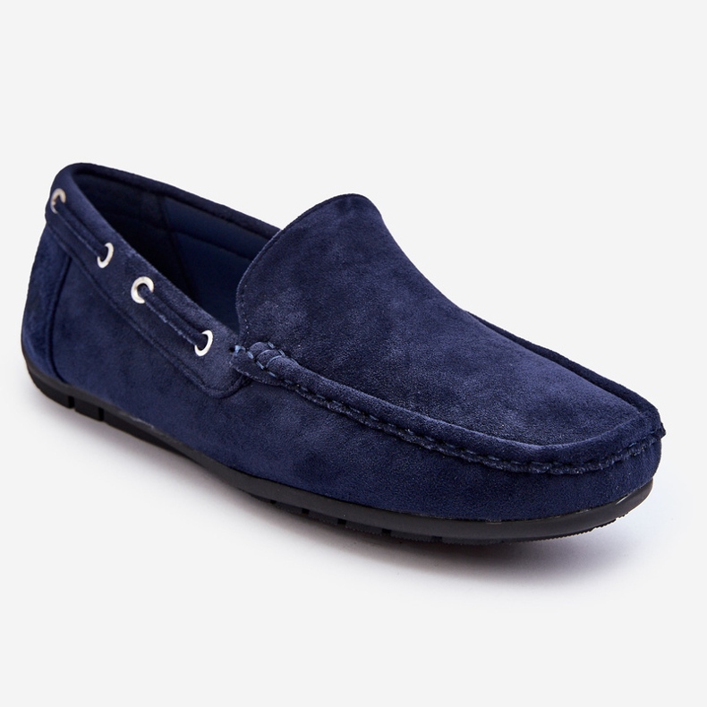 Mocassins à enfiler en daim Rayan pour hommes bleu marine 1