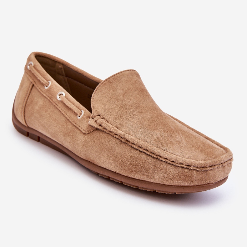 Mocassins à enfiler en daim pour hommes Marron Rayan brun 1
