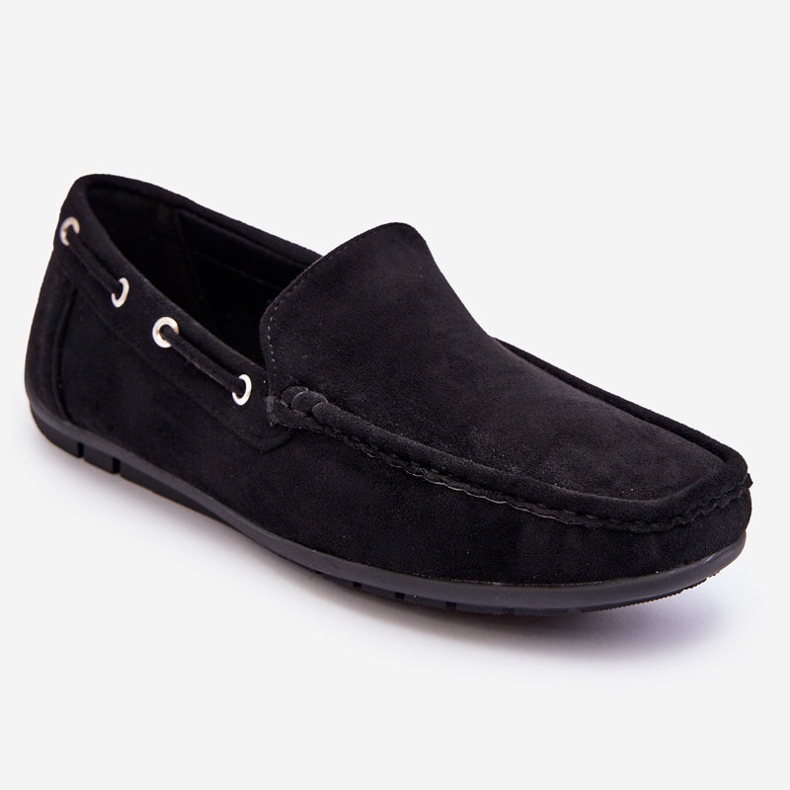 Mocassins à enfiler en daim pour hommes Noir Rayan le noir 1