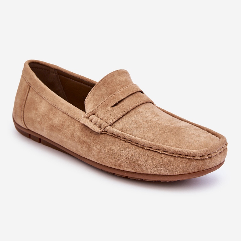 Mocassins Wesley en daim beige pour hommes 1