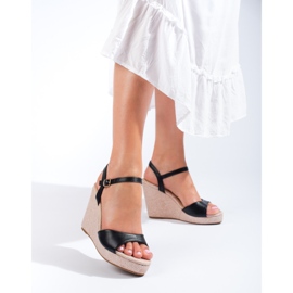 Espadrilles compensées hautes noires Shelovet 1