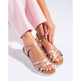 Sandales compensées Shelovet dorées femme 1
