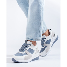 Baskets compensées Shelovet pour femmes blanches et bleues 1 Baskets compensées Shelovet pour femmes blanches et bleues 1