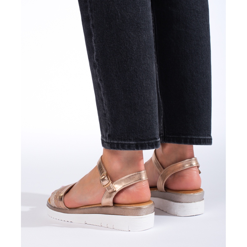 Sandales plateforme femme Shelovet or d'or 2