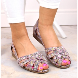 Sandales à enfiler en cuir multicolores pour femmes Dolce Pietro AH195 1