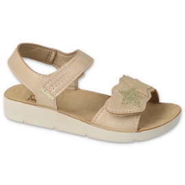 Sandales pour enfants Befado avec étoile décorative 068Y004 beige et or doré 1