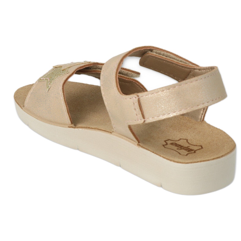 Sandales pour enfants Befado avec étoile décorative 068Y004 beige et or d'or 2