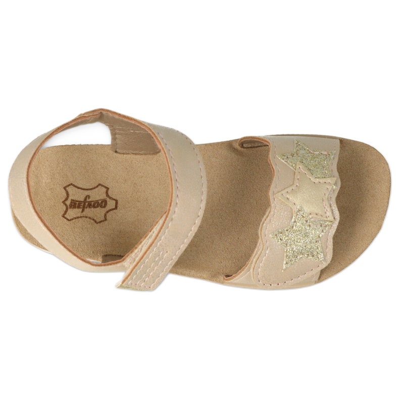 Sandales pour enfants Befado avec étoile décorative 068Y004 beige et or doré 4