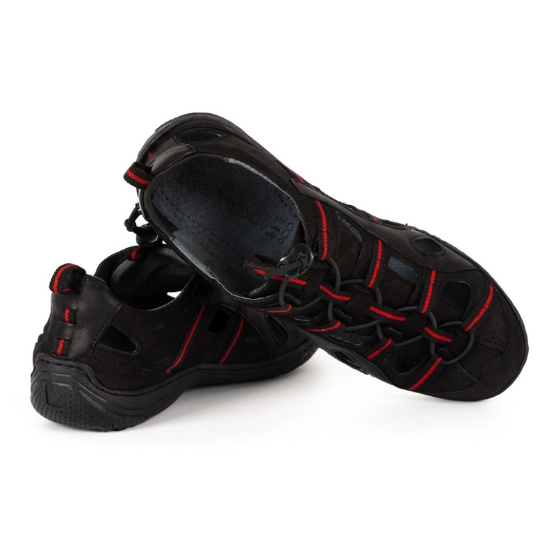 Kampol Chaussures cuir homme ajourées 26KAM noir 2