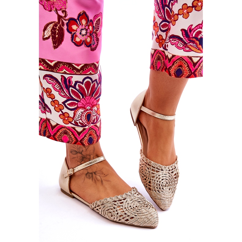 Sandales plates élégantes pour femmes, doré d'or 4