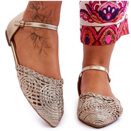 Sandales plates élégantes pour femmes, doré d'or 8