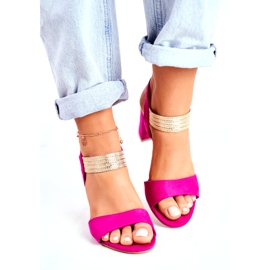 S.Barski Sandales Talon Femme Daim Fuchsia rose 2