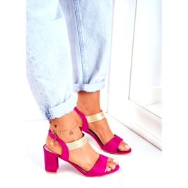 S.Barski Sandales Talon Femme Daim Fuchsia rose 1