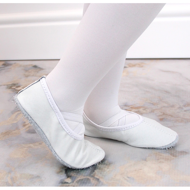 Ballerines en cuir sur élastiques, Nazo blanc 1