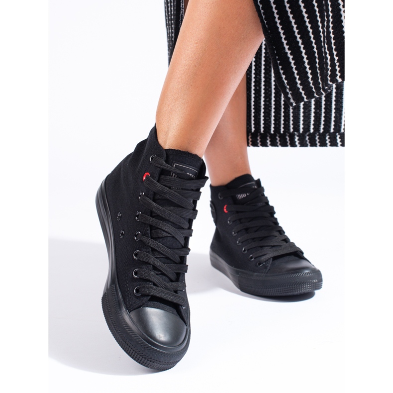 Baskets hautes noires pour femmes Big Star T274033 1