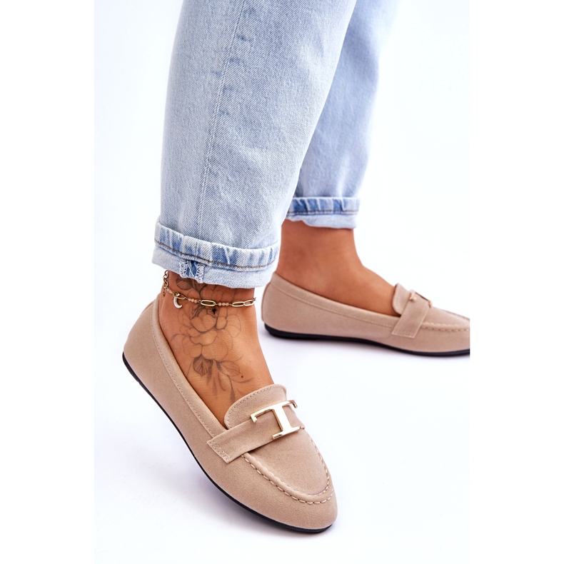 Mocassins classiques à enfiler avec décoration, beige clair 2