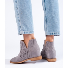 Bottines compensées femme ajourées Shelovet gris 3