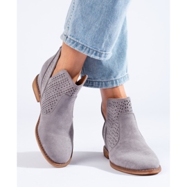 Bottines compensées femme ajourées Shelovet gris 1