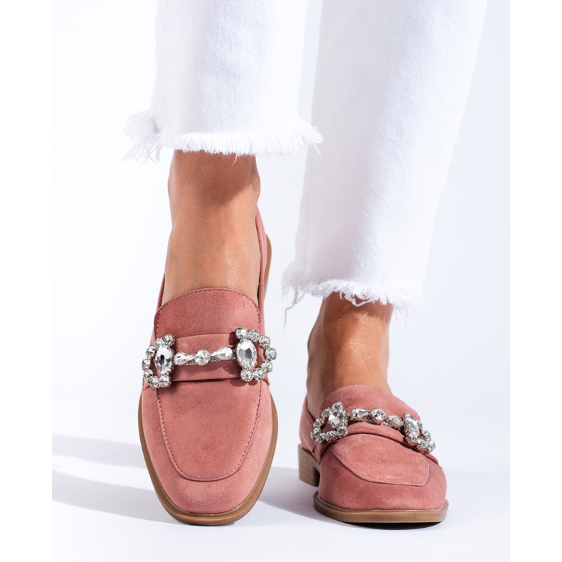 Mocassins en daim rose foncé à boucle Shelovet 1