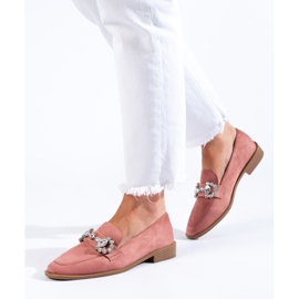 Mocassins en daim rose foncé à boucle Shelovet 2