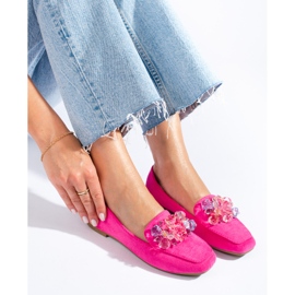 Mocassins Shelovet en daim rose avec cristaux 1 Mocassins Shelovet en daim rose avec cristaux 1