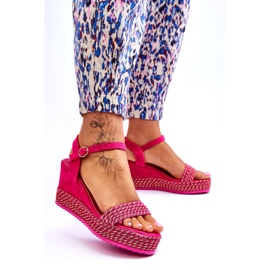 Sandales compensées fuchsia classiques pour femmes rose 2