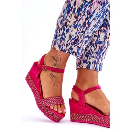 Sandales compensées fuchsia classiques pour femmes rose 3