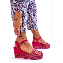 Sandales compensées fuchsia classiques pour femmes rose 4