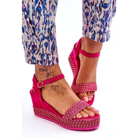 Sandales compensées fuchsia classiques pour femmes rose 5