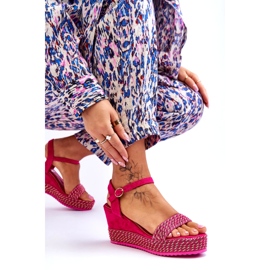 Sandales compensées fuchsia classiques pour femmes rose 6