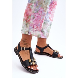 Sandales pour femmes S.Barski avec pierres KV-2775-30 Noir le noir 2 Sandales pour femmes S.Barski avec pierres KV-2775-30 Noir le noir 2