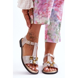 Sandales pour femmes S.Barski avec pierres KV-2775-30 Beige 1 Sandales pour femmes S.Barski avec pierres KV-2775-30 Beige 1