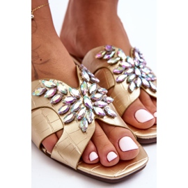 Chaussons Avec Pierres Décoratives S.Barski 617-22 Doré 2