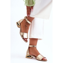 Sandales Cuir Sur Talons Doré Laura Messi 2143 Or 2