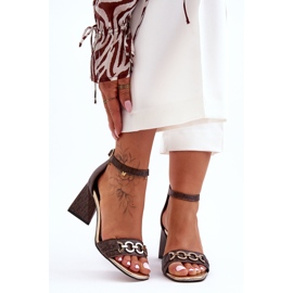 Sandales Triangulaires Cuir Laura Messi 2595 Marron brun 1